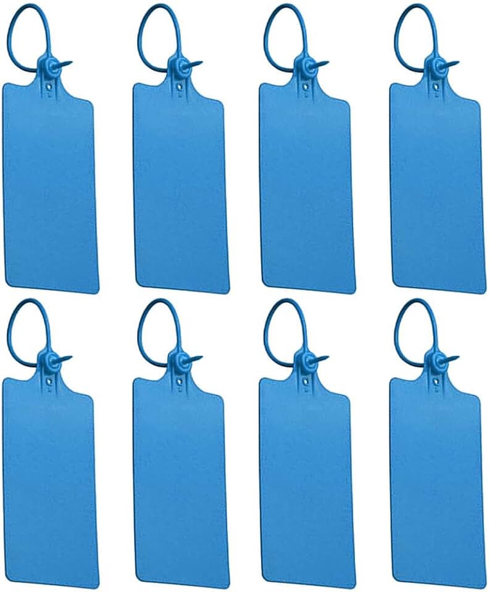 Waterdichte afdichtingen verzendlabels, 100 stuks blauwe beveiligingslabels beschrijfbare rits stropdas tag blanco hangende tags stropdas etiketten voor etikettering en identificatie, 250 mm
