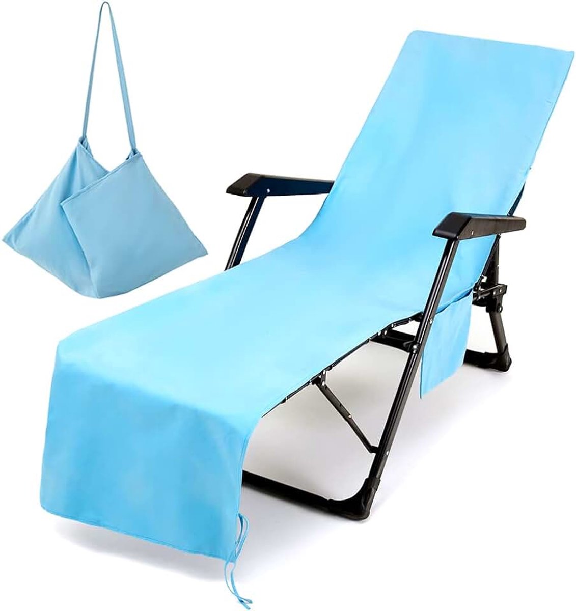 Hoes voor strandstoel, effen kleur, strandlaken, ligstoelen met zakken, handdoeken voor zonnebank, ingebouwde microvezel ligstoel, handdoeken voor zomer, buiten, tuin, zwembad, vakantie, reizen