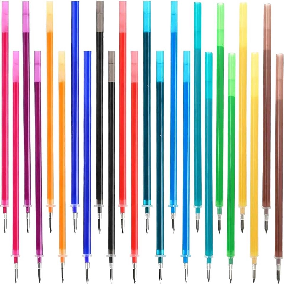 24 stuks uitwisbare reservefullingen, 12 kleuren 0,7 mm gelvullingen, compatibel met Legami, 13 cm lengte, uitwisbare gelvullingen voor uitwisbare pennen, ideaal voor school en kantoor