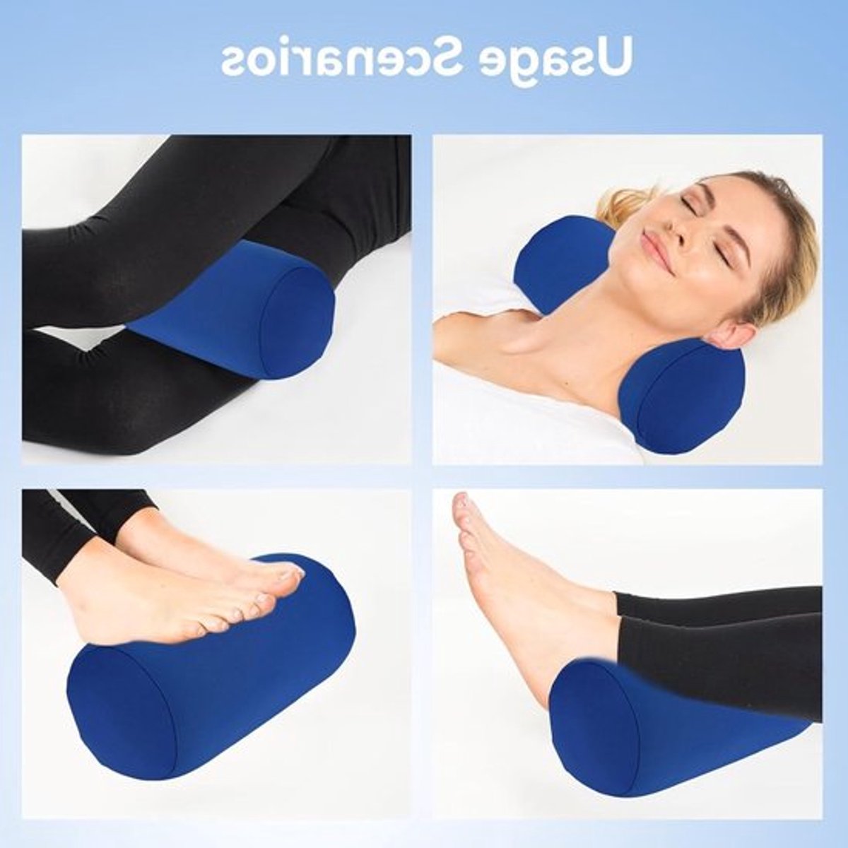 Verstelbare Neckersteun Kussen voor Thuis en Reizen - Ronde Cervicale Roller en Flexibele Bead Kussens in Blauw voor Optimale Ondersteuning