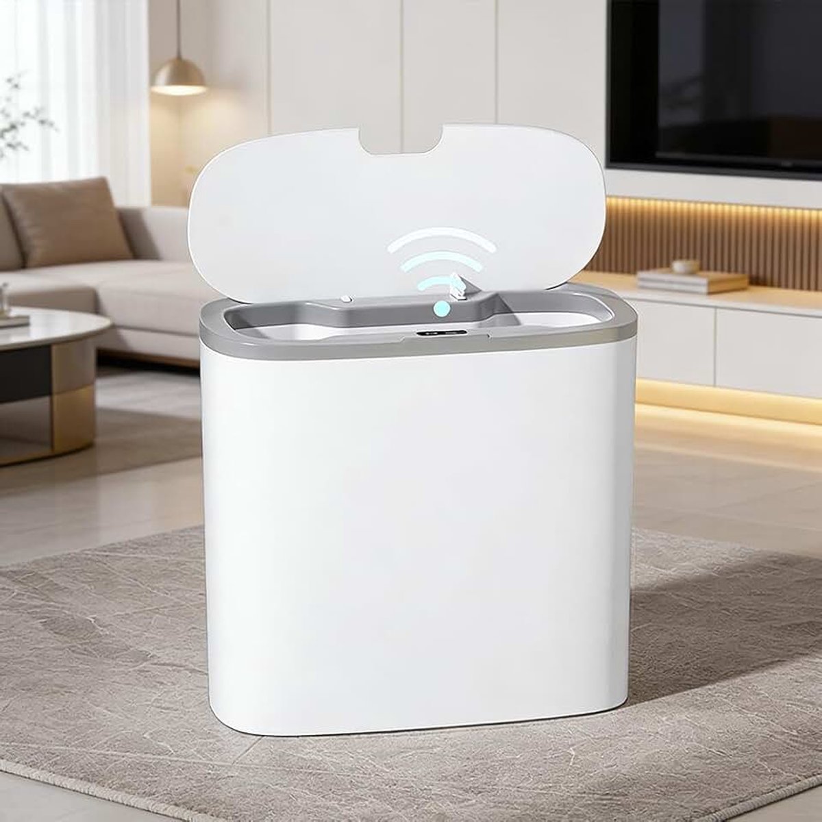 Automatische vuilnisemmer 14 liter met sensor en wandmontage, elektrische vuilnisemmer met deksel, stil, waterdicht, intelligente elektrische plastic afvalbak, prullenbak
