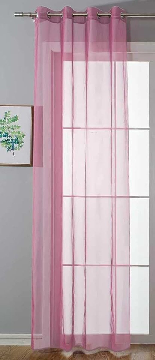Transparant »Uni« gordijn H x B 225 x 140 cm roze gordijnen gordijnen oogjes loodband woonkamer 20332-cn