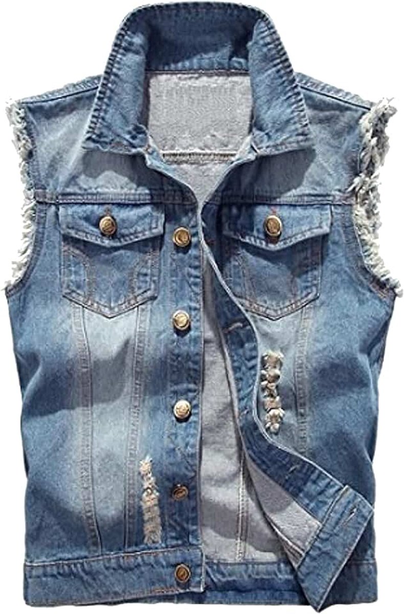 Denim vest voor heren, klassieke mouwen, dunne jassen