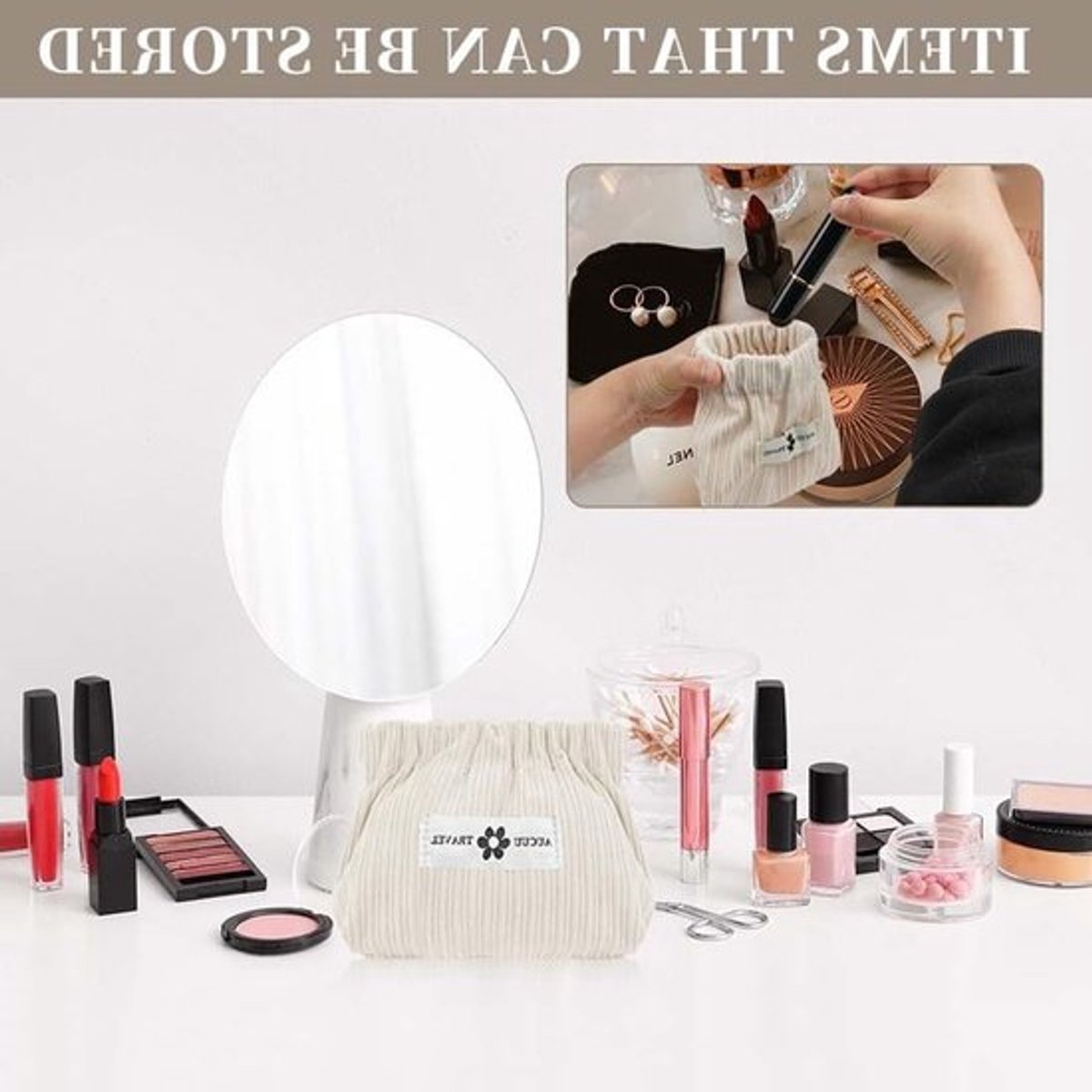 Opbergtas Set van 3 - Handtas Organizer, Haarband Organizer en Cosmetica Tas - Ideaal voor Lippenstift en Kleine Portemonnee