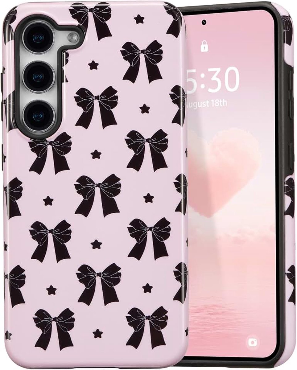 Hoesje voor Samsung Galaxy S23 Plus, schattig lint strik print esthetisch trendy patroon voor vrouwen meisjes slanke duurzame bumper schokbestendige hybride harde achterkant telefoonhoesje