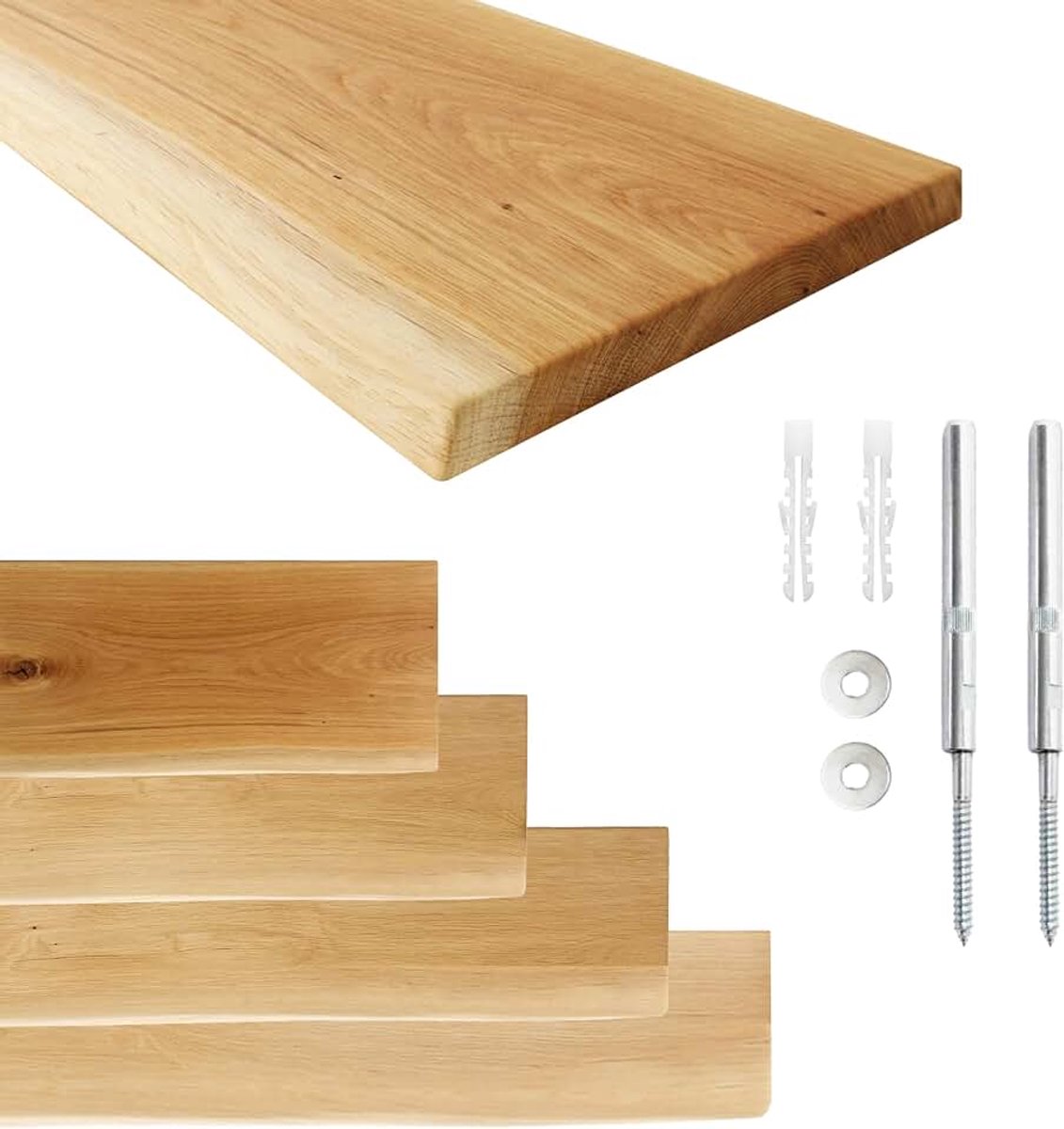 Goods Berlin 1 x zwevend rek LIVE Edge, wandplank, wandplank met bosrand, wandrek voor kinderkamer, zwevende plank met gaten, houten plank (22 x 130 cm)