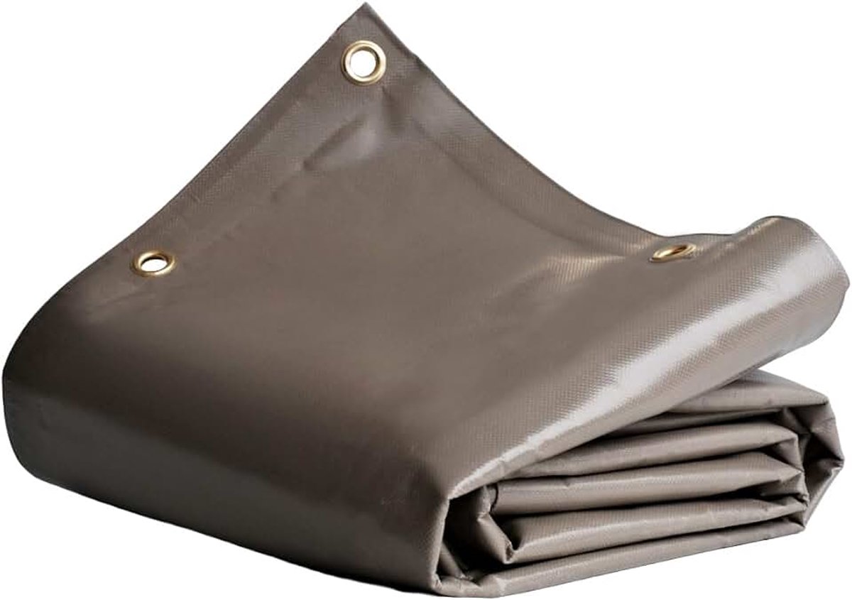Dekzeil 4x5 m Taupe - 8 jaar Garantie TECPLAST - LP640BO - Waterdicht PVC-beschermzeil voor brandhout