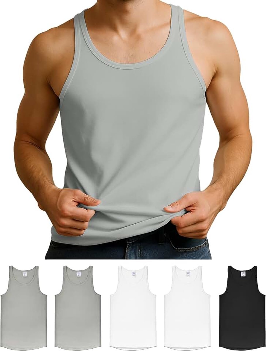 5 Pack Heren Onderhemd Mannen Tanktop 100% Katoen Okselhemd Tank Top
