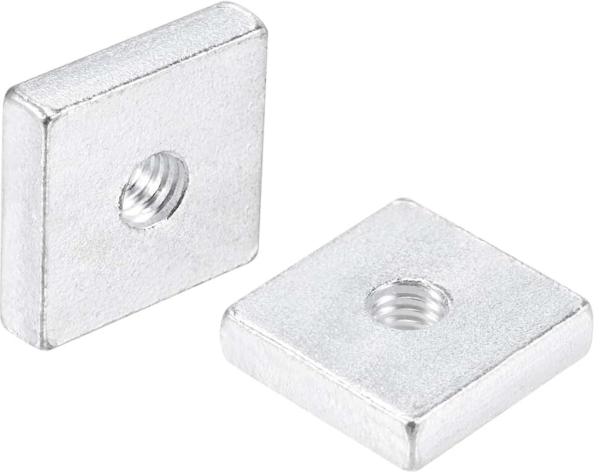 Vierkante moeren, assortiment met vierkante moeren, verzinkt, metrisch, dikke schroefdraad, M6 x 20 mm x 5 mm, 10 stuks
