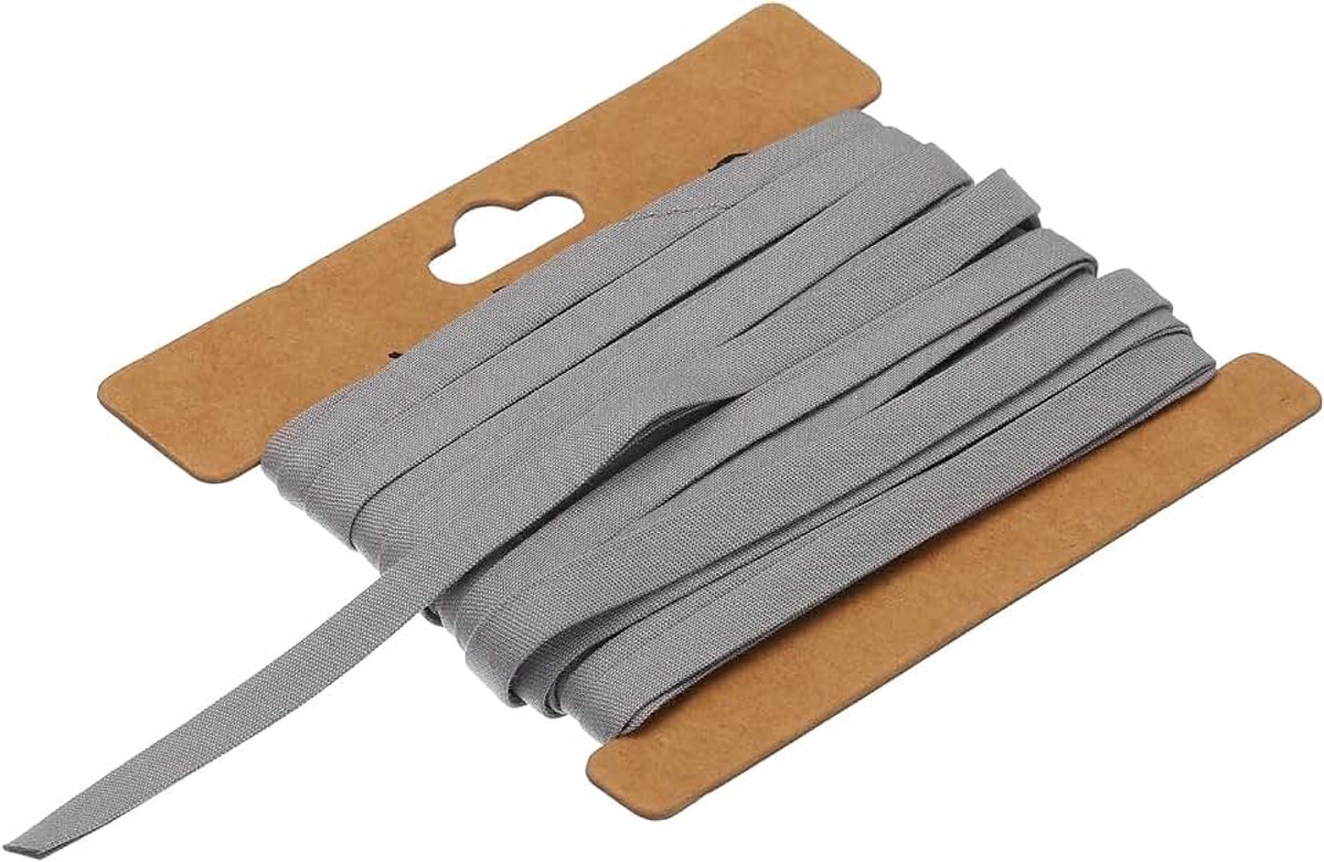 Dubbel gevouwen biasband, 1/4 inch, katoen, continu biasband voor naaien, zomen, quilten, zoom, binden en handwerk (wit, grijs, 6 yards)