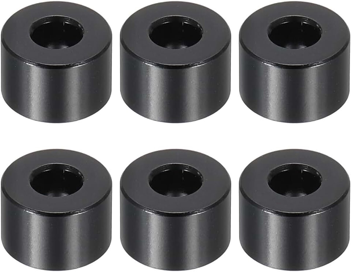 M5 Aluminium Spacers, 6 Stks Metalen Spacers Aluminium 5.2mm ID x 12mm OD x 8mm L Aluminium Spacer Schroef Standoff Ronde voor 1/5 "of M5 Schroefbouten, Zwart