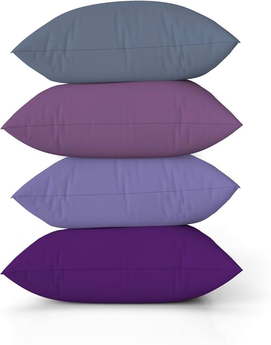 Linnen Look Kussensloop Sofa Kleurverloop Paars Bedkussen Plant Irisbloem Kleur Handgemaakte Vierkante Kussenslopen 40 x 40 cm Set van 4