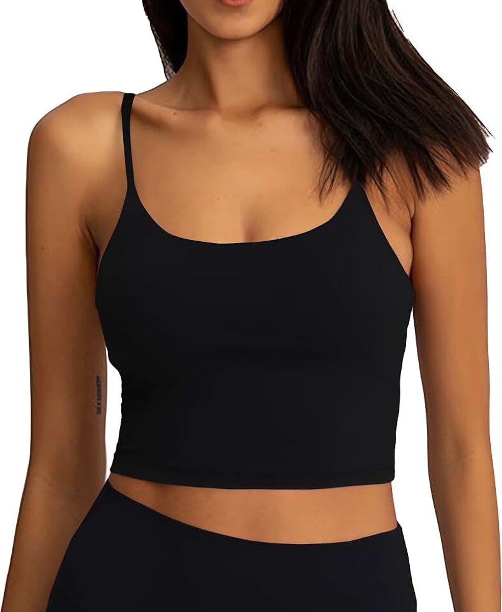 Sporttanktop voor dames, basic top, mouwloos, ademend en licht, voor gym, yoga, casual, korte tanktop met spaghettibandjes