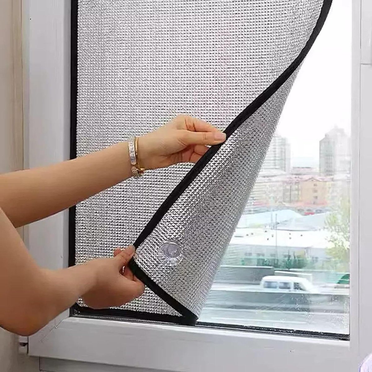 Raamfolie Isolatie - Zonwerend Raamsticker - Warmte Regulatie - Dubbelzijdig Aluminium - 55x100cm - Zilver