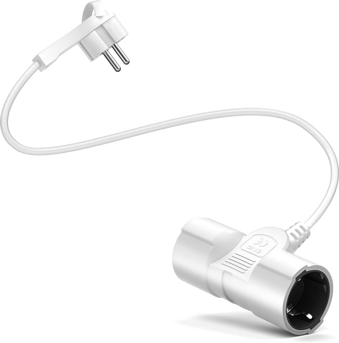Stopcontactstekker, dubbele stekker 16 A/250 V/max. korte verlengkabel met adapter 2/3 stopcontacten, schuko, dubbele schuko-stekker, voor keuken, kantoor, huis, wit (2 stopcontacten)