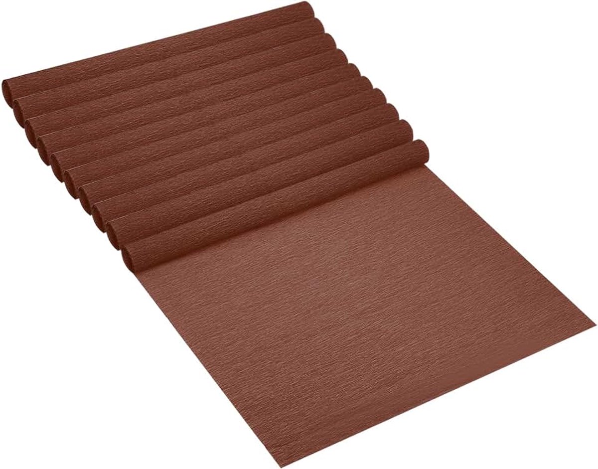 Crêpepapierrol, 10 rollen 20 inch breedte zacht papier streamer vel voor ambachtelijke bloemen maken inpakfeest verjaardag bruiloft decoratie ornament, bruin