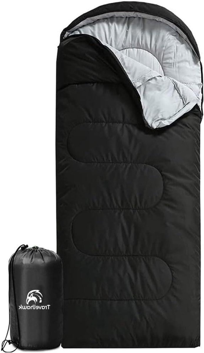 Slaapzak Dekenslaapzak - Reisdeken Kampeerzak - Outdoor Kamperen - 3-4 Seizoenen - 210 x 75 cm - Zwart — afbeelding 2