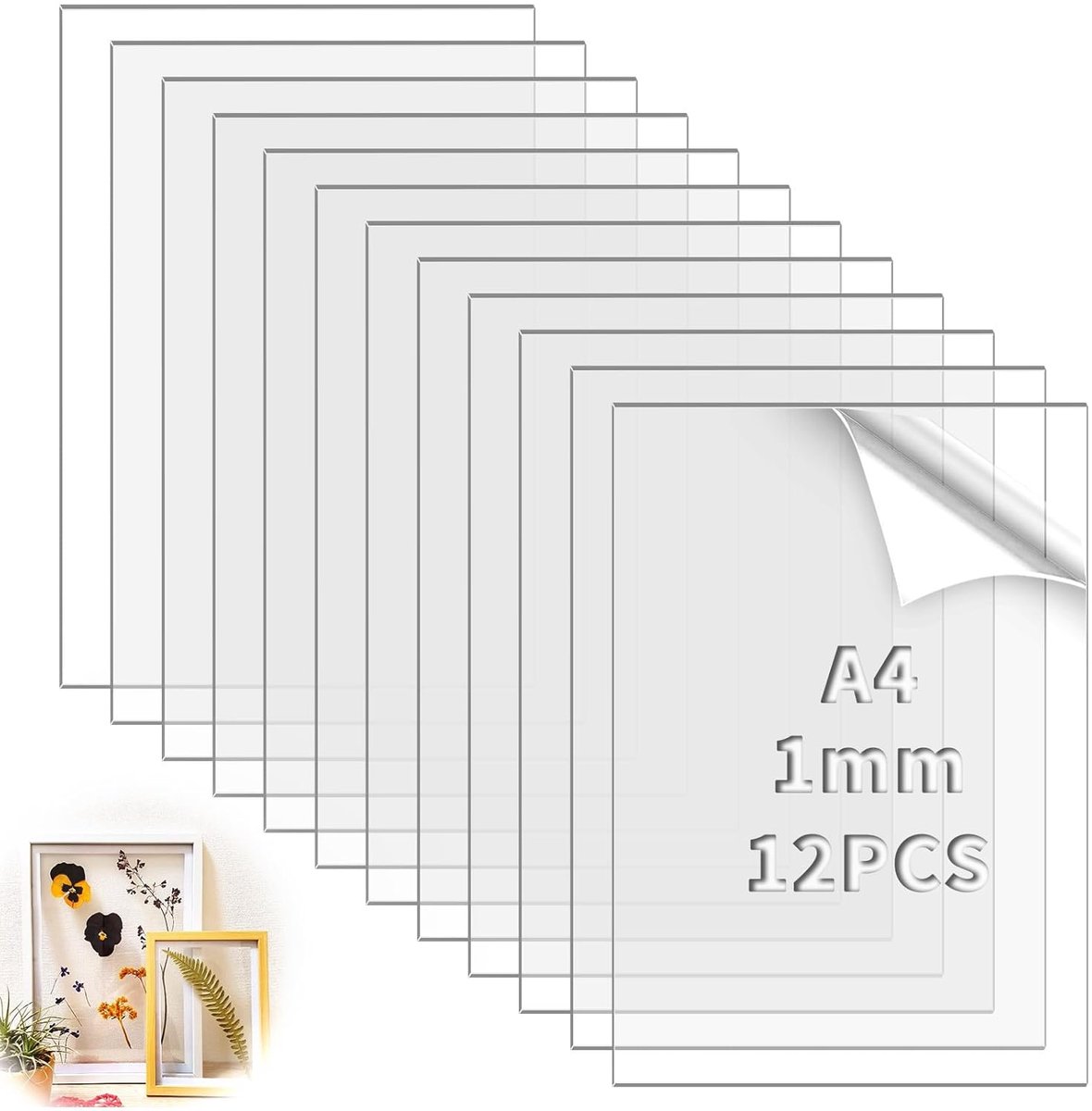 12 stuks acrylplaten, transparant, A4, 1 mm, acrylplaat voor fotolijst, schilderij, projecttentoonstelling, doe-het-zelfprojecten, dienstregelingen, tafelborden (29,7 x 21cm