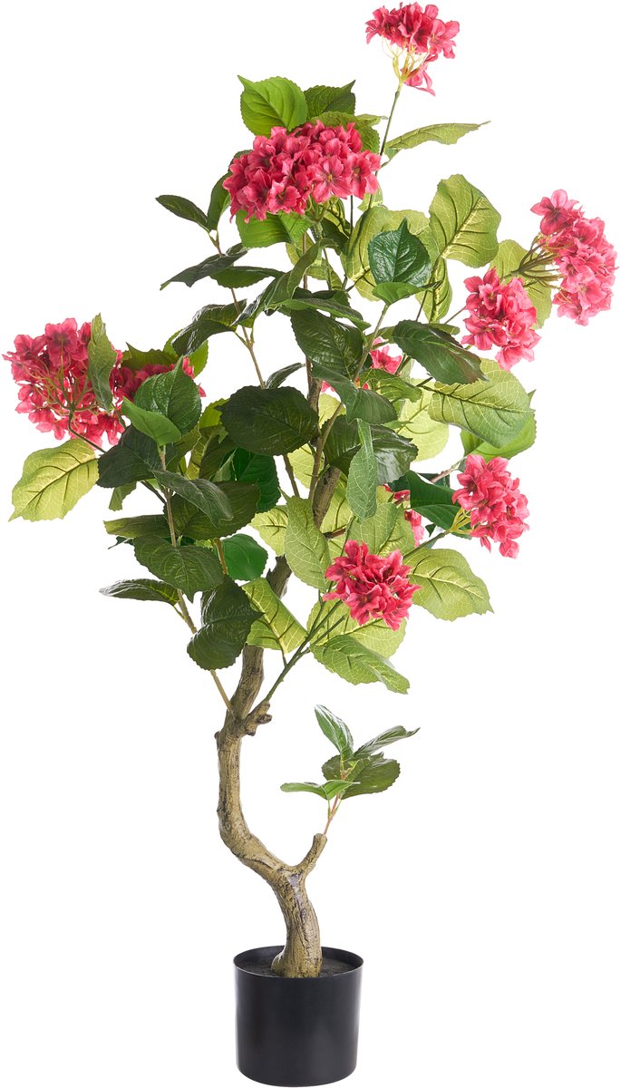 HORTENSIUM - Kunstplant in pot - Rood - 120 cm - Kunststof