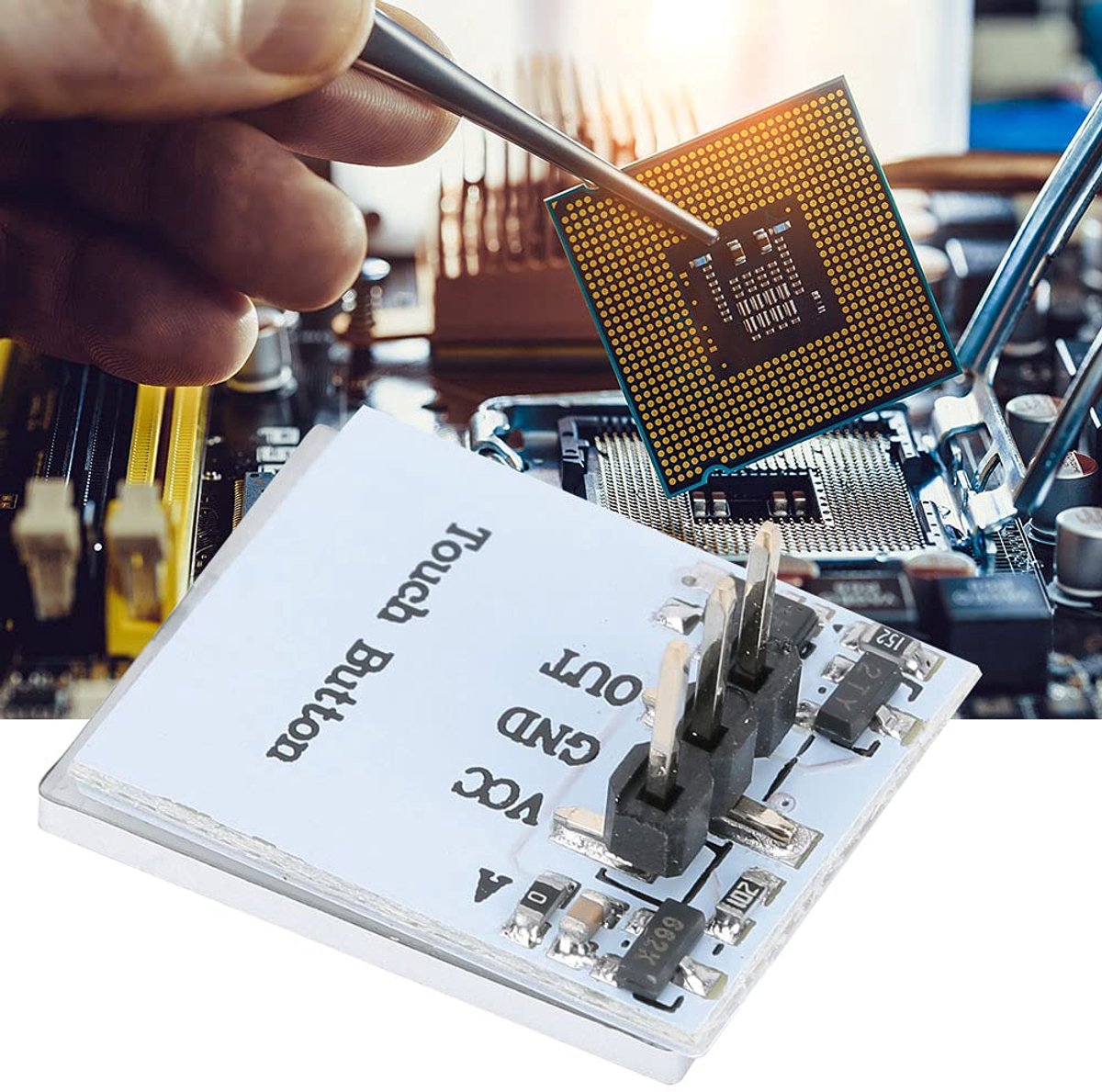 Capacitieve Aanraakschakelaar Knopmodule Httm, Capacitieve Aanraaksensor LedSwitch-knopmodule, Anti-interferentie Capacitieve Aanraakschakelaar (Blauw)