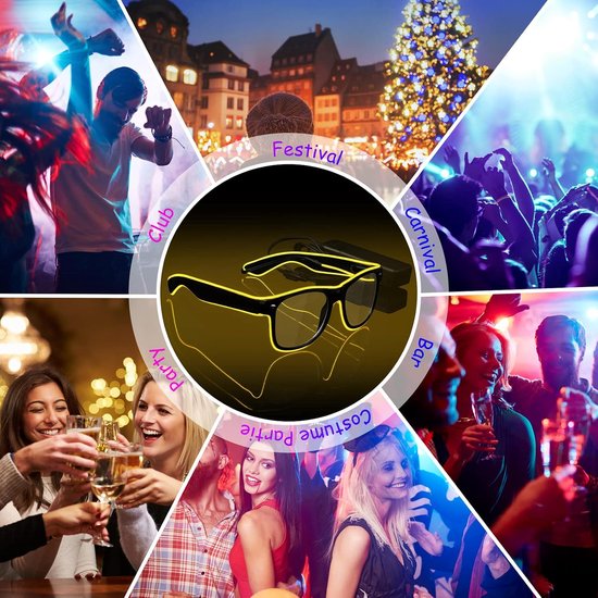 Knipperende Led-zonnebril voor Feesten - Neonbril met 4 Modi voor DJ's en Concerten van Merkloos — afbeelding 2