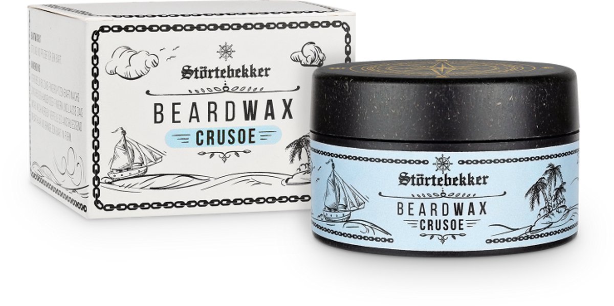 Störtebekker® Premium Baardwax Crusoe (zoetig-herbe geur met citrus & vanille) - Vormt & Verzorgt Je Baard - Beard Wax Heren / Moustache Wax - 50ml Composteerbaar Potje - Made in Germany