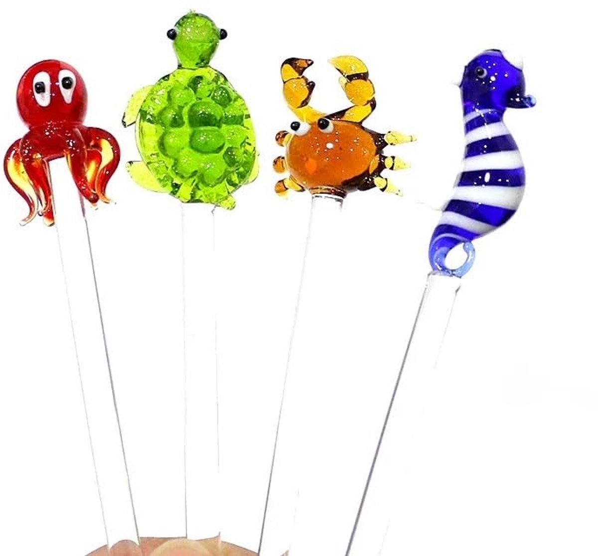 Cocktail roerstokjes met octopus schildpad zeepaardje krab mini figuur decor melk drank stamper roerstaafje