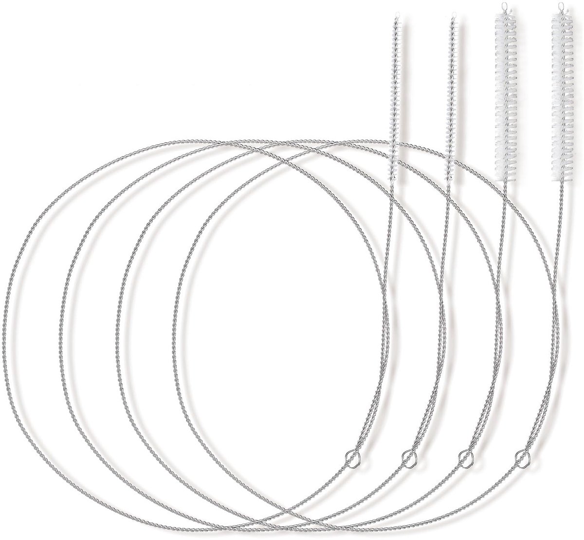 4 stuks extra lange rietreinigingsborstel 100 cm slanke draadborstel voor kegerator, voedingsbuis, sifonslang, zonnedak en koelkastafvoer, auto (wit)