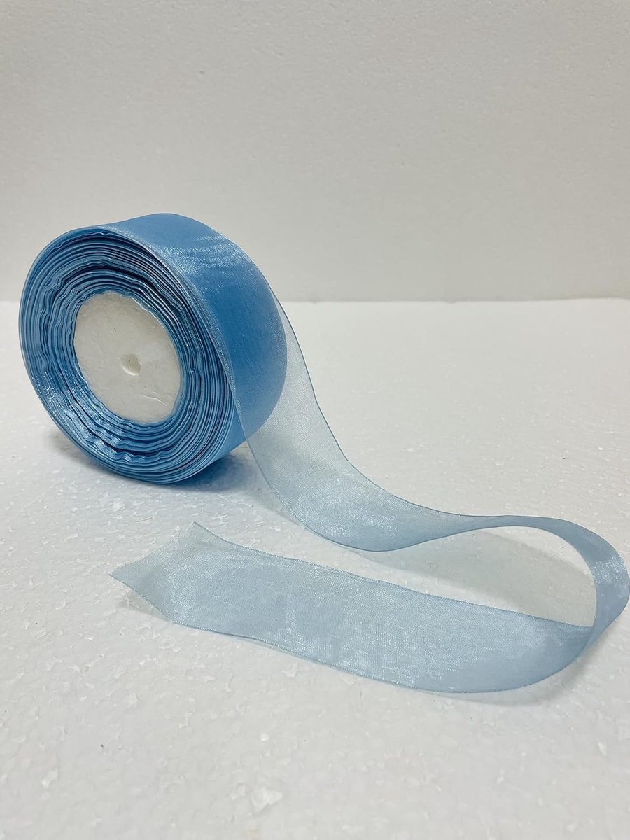 Organza lint 4 x 50 cm YDS (45,72 m), geschenkverpakking, feest, verjaardag, naaien, verpakking, verschillende kleuren, DIY (lichtblauw)