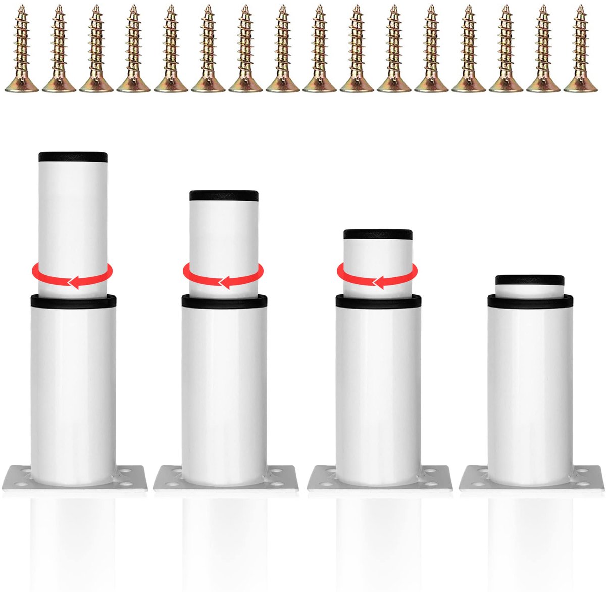 Meubelpoten, metaal, verstelbare meubelpoten, wit, 8 cm, meubelpoten, doe-het-zelf meubelpoten, kastpoten, meubelpoten voor kast, bank, tv-kasten, nachtkastje, badkamerkast en andere