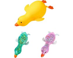 Casalora 3 Set Squishy Antistress Eend Fidget Speelgoed Schattige Gans Dieren Vent Speelgoed ( 1 grote en 2 kleine stuks.voor Kinderen Volwassenen Decompressie Stretch Speelgoed Vrienden Beste Cadeau