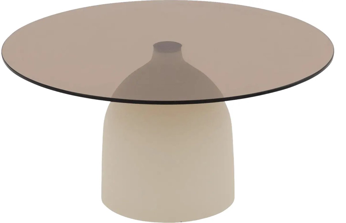 Goossens Niva Salontafel - Glas - 70 x 36 x 70 cm - Rond - grijs