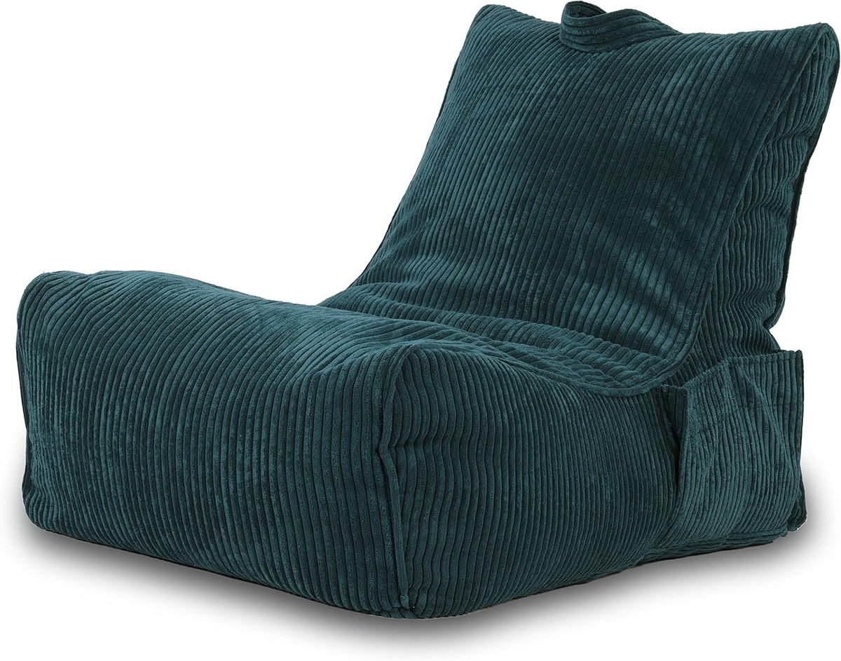 Zitzak Chaise Longue - Poef Voetenbank - Comfortabel Ontspannen - Met handige handgreep - 80x60cm - Petroleumblauw