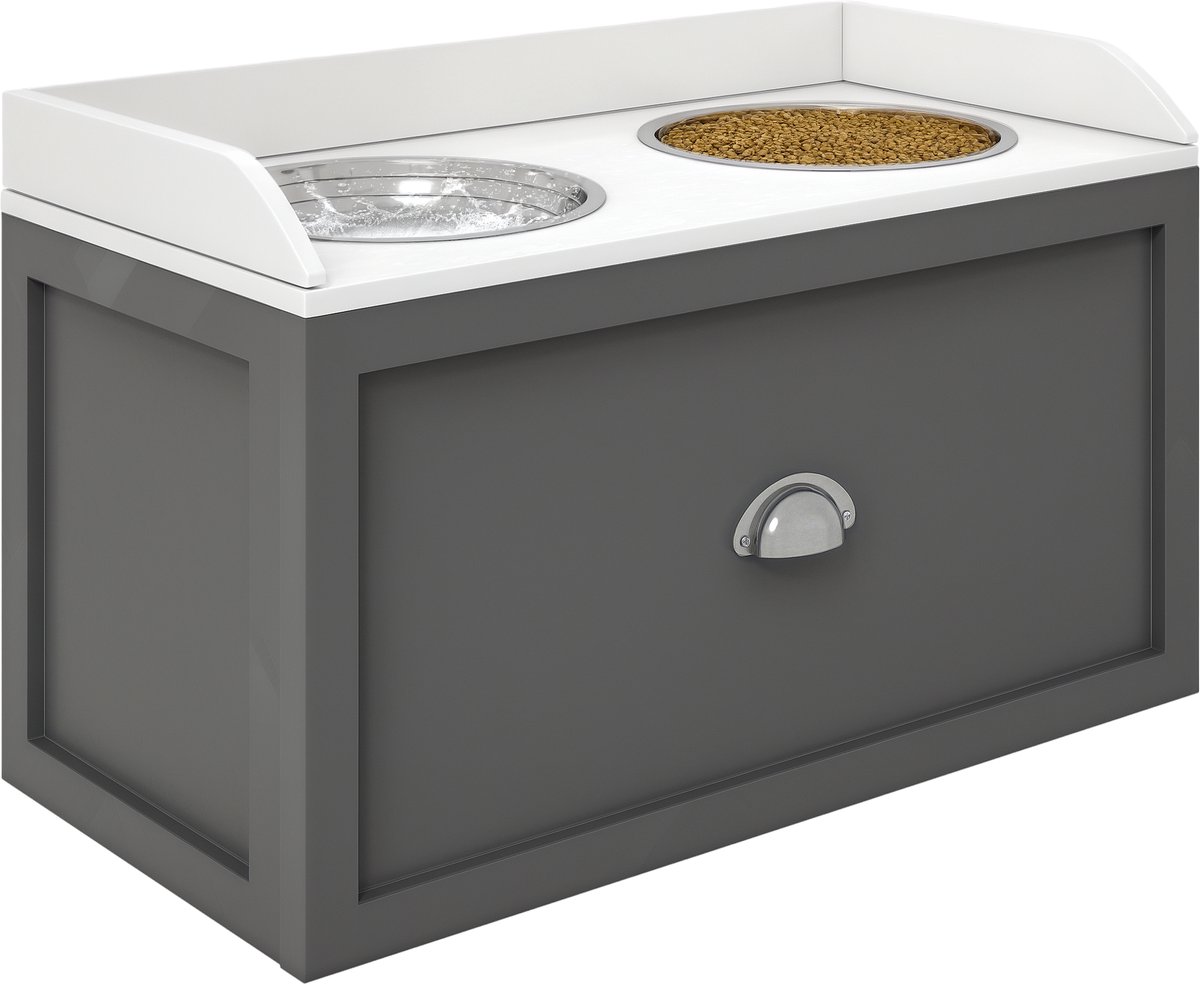 PawHut-Voederbak voor huisdieren-MDF-60x30x36cm-Grijs