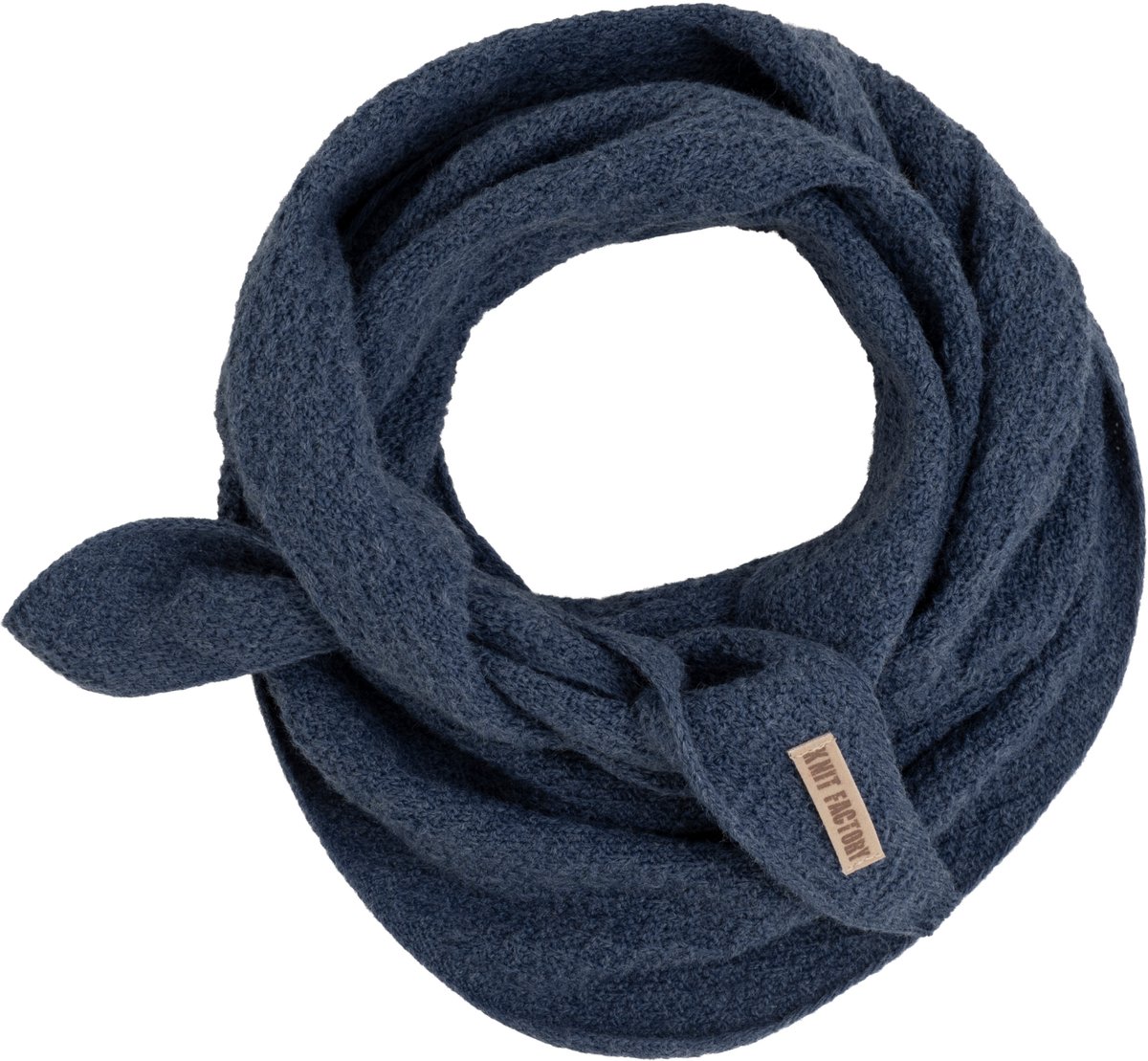 Knit Factory Yuna Mini Driehoeksjaal - Jeans - 125x35 cm
