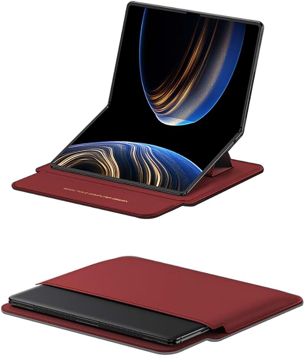 Case MateBook vouwhoes, multifunctionele standaard pc-hoes, binnenzak voor Huawei MateBook vouw-rood