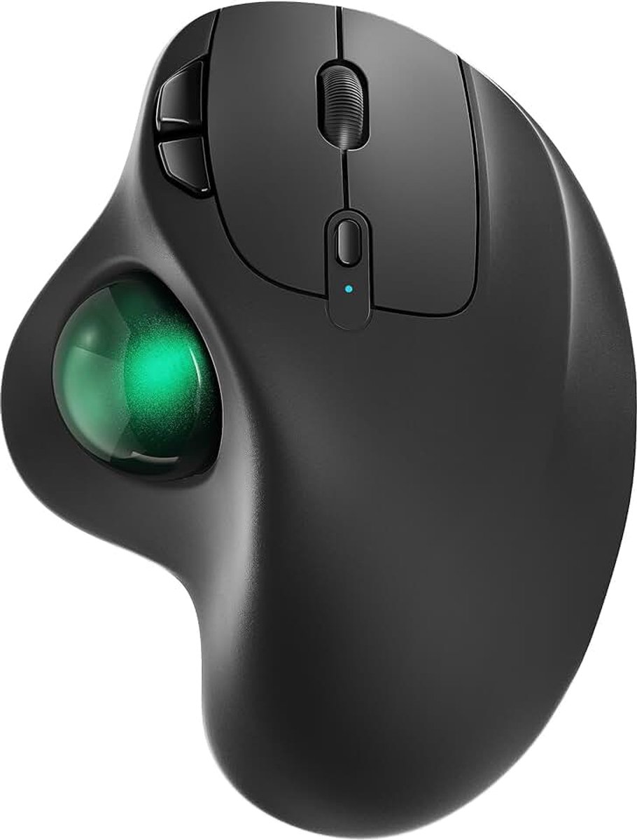 M501 draadloze trackball-muis, oplaadbaar, ergonomisch, eenvoudige duimbediening, nauwkeurige en soepele tracking, verbinding met 3 apparaten (Bluetooth of USB-ontvanger), compatibel voor pc