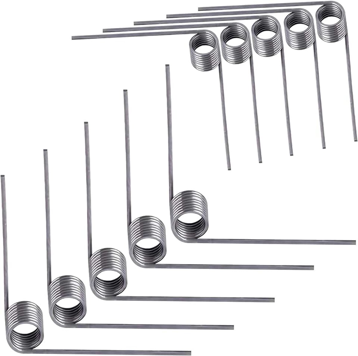 Torsieveren van Roestvrij Staal, V-vormige Mechanische Torsieveren, Roestvrijstalen, 0,5 mm Draaddiameter, Buitendiameter 5 mm, 9 Ronden, 90° Afbuigveer