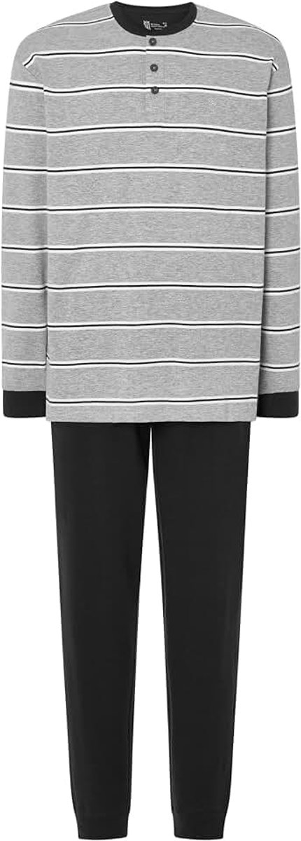 Búho NOCTURNO Pyjama Heren Lang Gebreide 100% Katoen Of Mix Set Met Lange Mouwen En Broek Gestreepte – Slaapkleding Zomer of Tussenseizoen Grote Maten