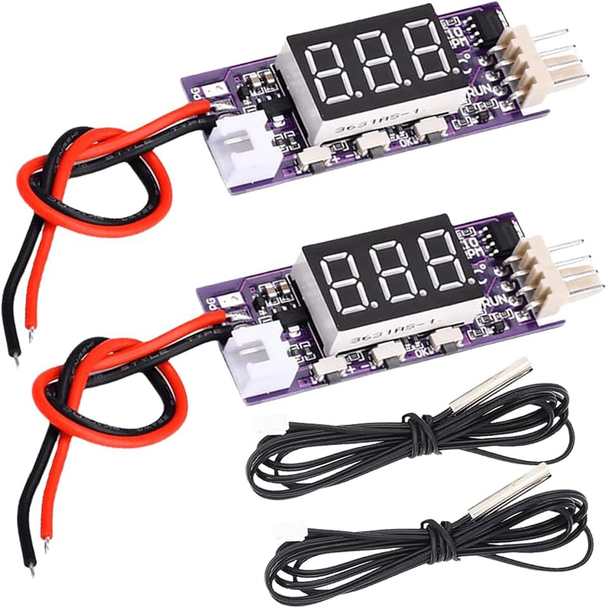 2 stuks ventilatorbesturingsmodule: DC 12 V vierpolige temperatuurgestuurde PWM-ventilator, snelheidsregelaar, automatische temperatuurregelaar, NTC-sensor voor pc-behuizing en