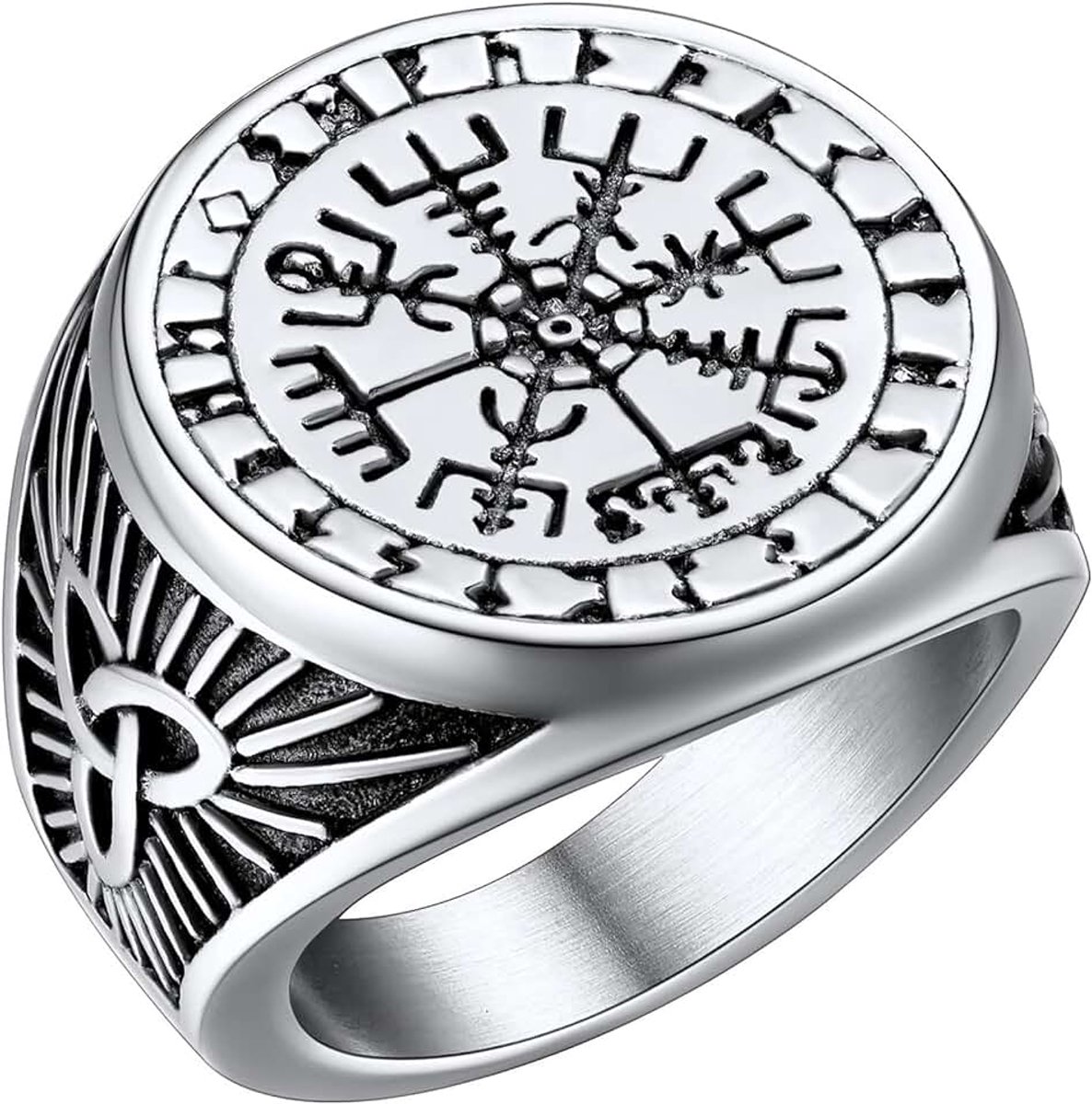 Ringen Gepersonaliseerde Noorse Runen Fidget Ring voor Angst RVS Nordic Ringen voor Mannen Vrouwen Maat O tot Z+3 met Geschenk Verpakt