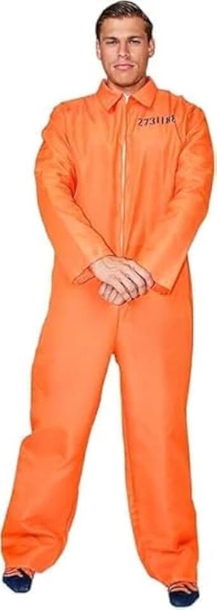 Gevangenenkostuum voor mannen, overall, ontsnapt uit de gevangenis, klassieke kleur oranje voor carnavalsfeestjes met vrijgezellenfeest