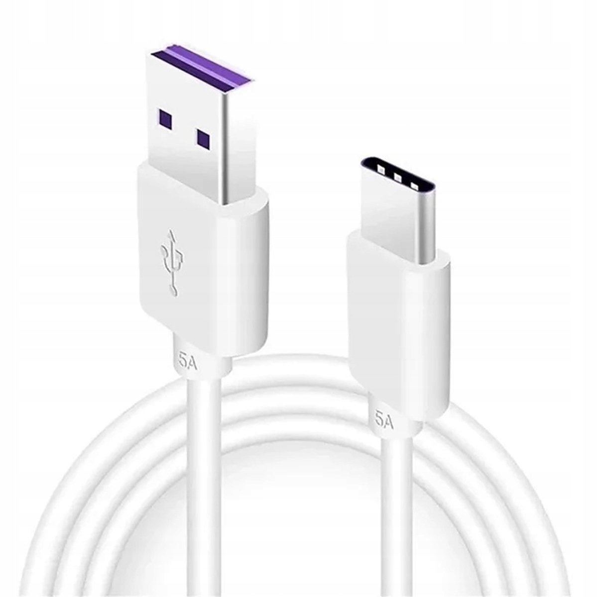 USB-A naar USB-C Kabel Wit 5A 40W Snel Laden 1M voor Huawei