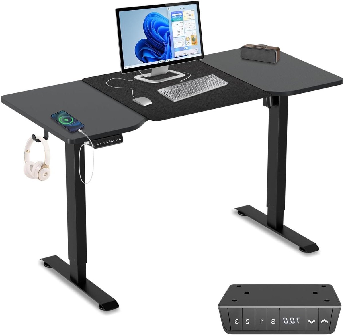 Bureau Hoogte Verstelbaar - Werktafel Elektrisch - Ergonomisch Werken - Met Geheugenfunctie - 140 x 60 cm - Zwart