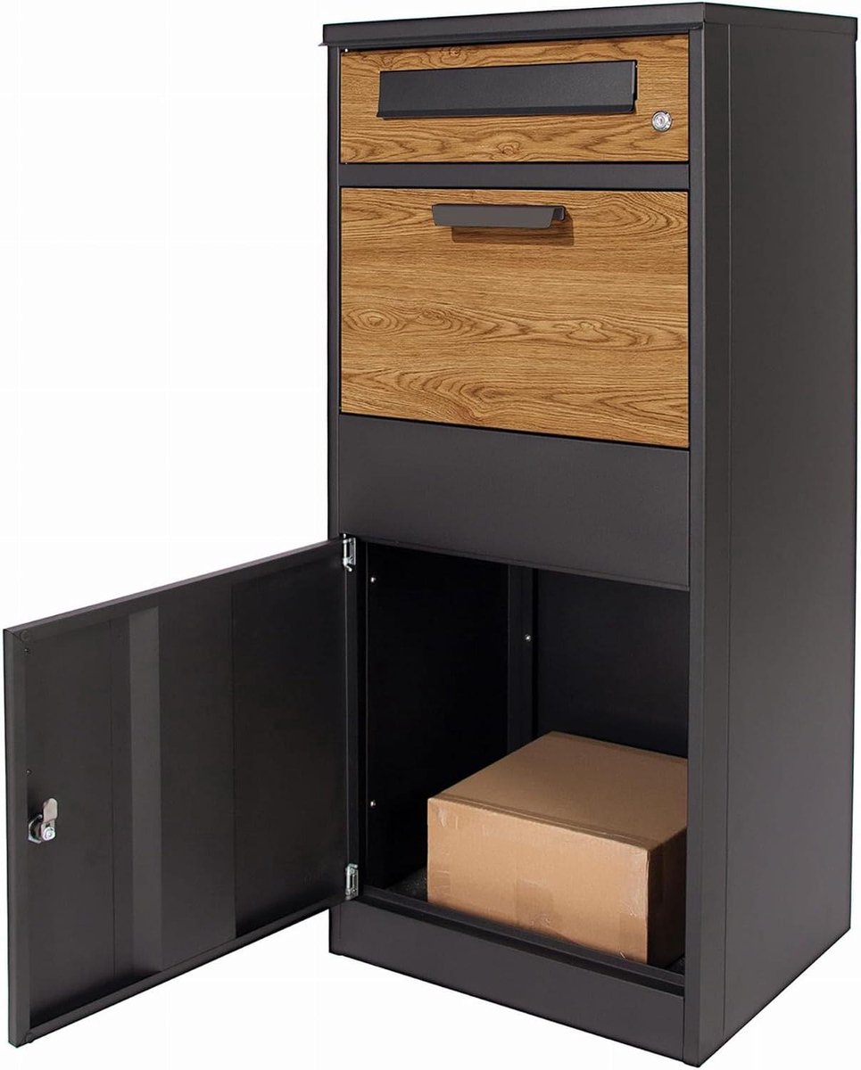 Brievenbus en Pakketbox - Postbak en Pakketkluis - Veilig Post Ontvangen - Weerbestendig Metalen Ontwerp - XXL Capaciteit 24 Liter