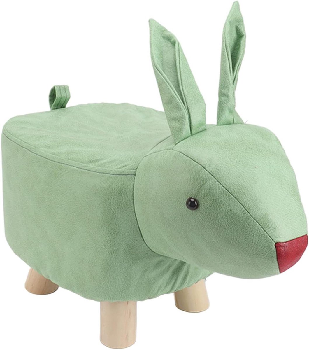 Houten Kinderkruk - Voetenbankje Dier - Zitten en Schoenen Wisselen - Cartoon Diervorm - 30 x 25 x 24 cm