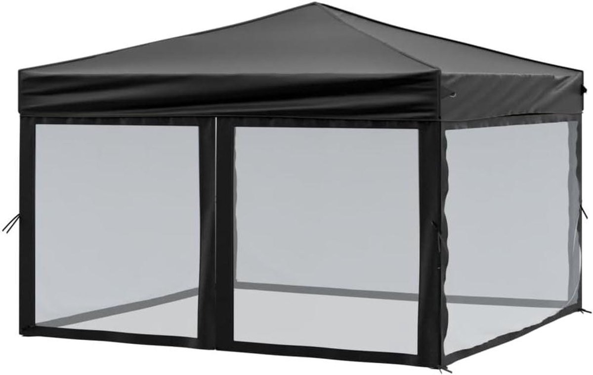 Inklapbare Partytent - Feesttent Vouwbaar - Buitenfeest Organiseren - Met Zijwanden - 3x3 Meter - Zwart