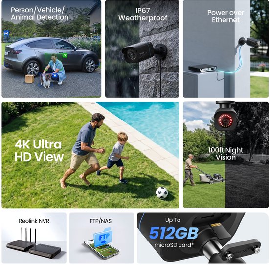 Reolink 4K PoE Beveiligingscamera voor buiten met Nachtzicht, Slimme Waarschuwingen, Audio-opname, Waterdicht van Reolink — afbeelding 4