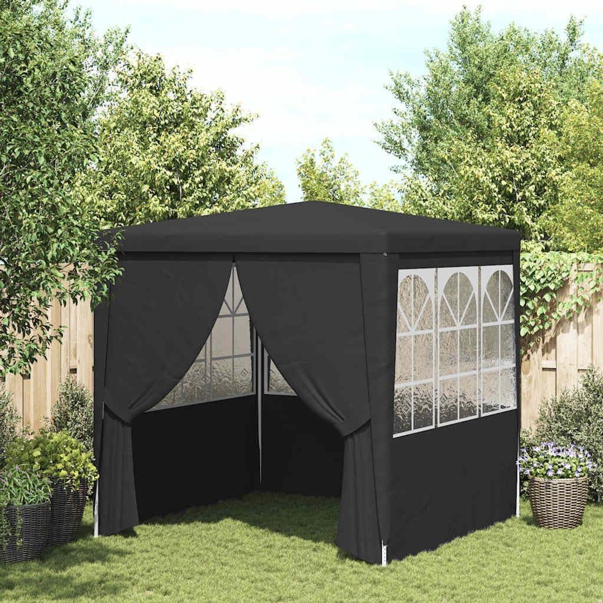 Partytent met wanden - Tuinpaviljoen - Feesten buiten - UV- en waterdicht - 25 x 25 m - Antraciet