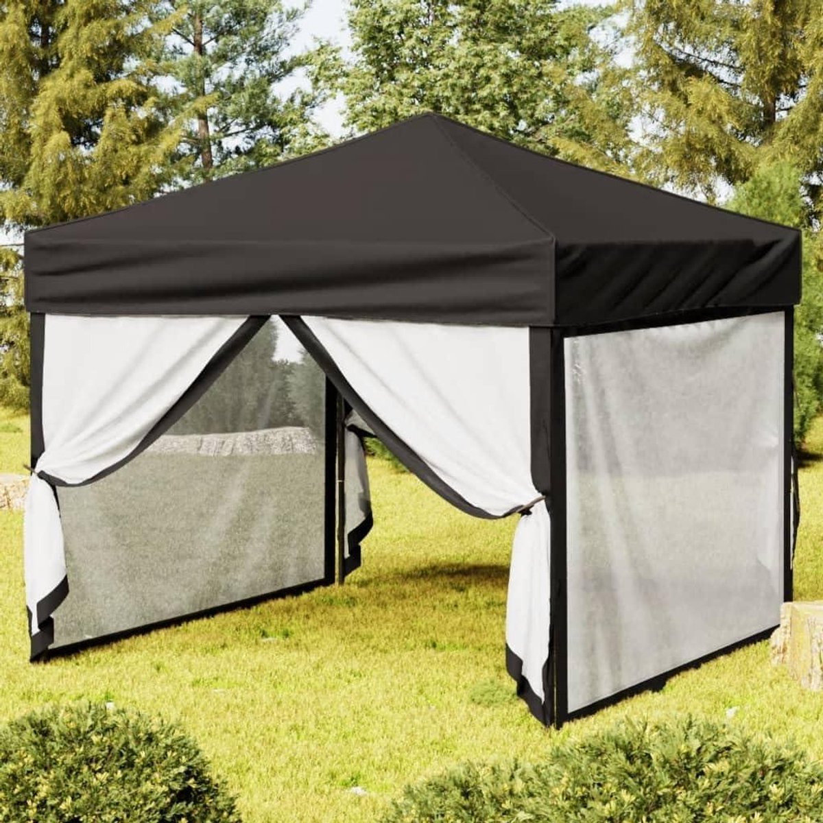 Opvouwbare Partytent - Paviljoen Tuin - Feestelijke Bijeenkomsten - Waterdicht UV-bestendig - 3x3 Meter - Zwart